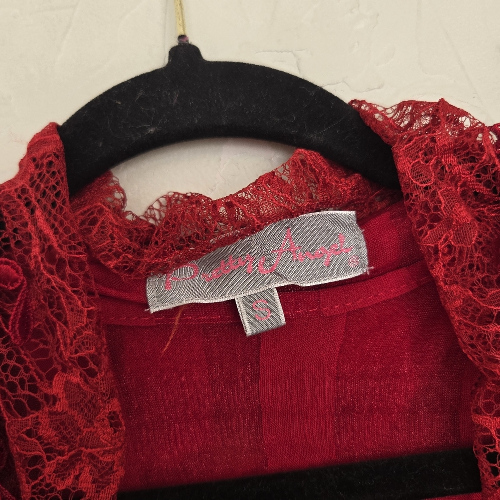 Pretty Angel Lacy Ruffle Whimsy Layered Top, S - Picture 10 of 12